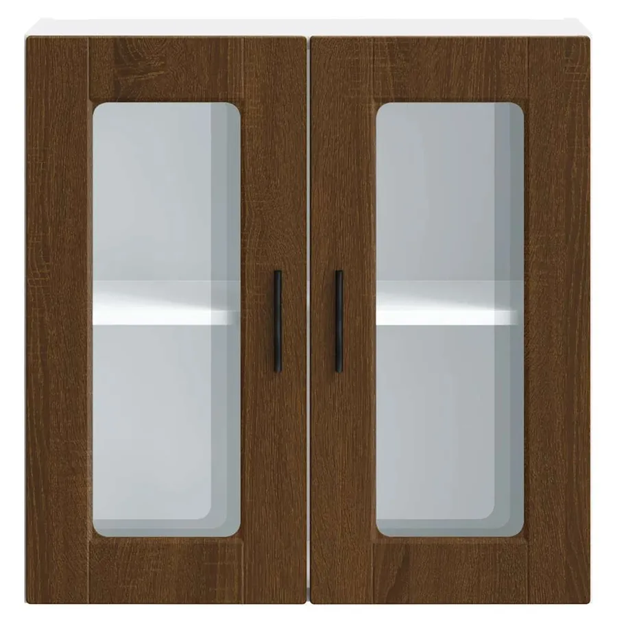 Armoire murale de cuisine et porte en verre Porto chêne marron - 6