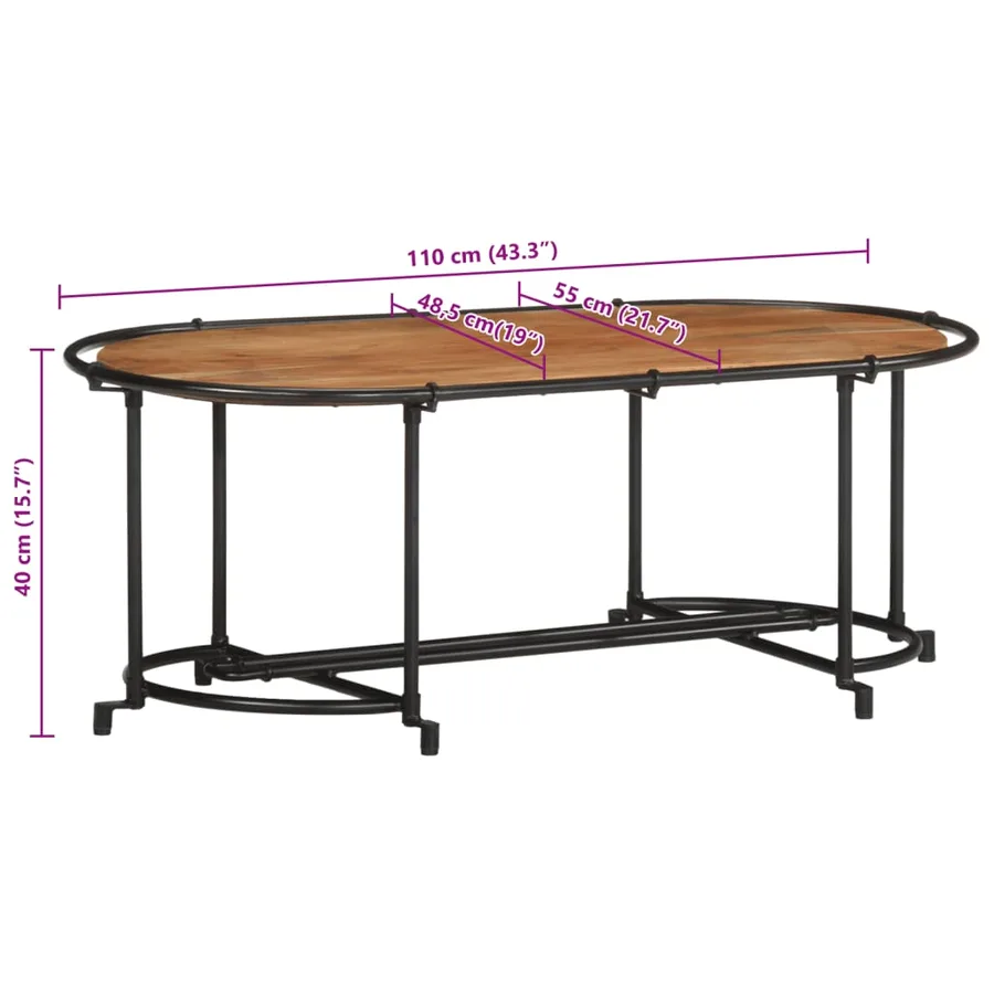 Table basse 110x55x40 cm bois massif d'acacia - 11