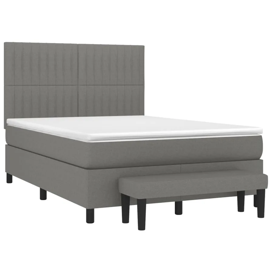 Sommier à lattes de lit avec matelas Gris foncé 140x190cm Tissu - 3