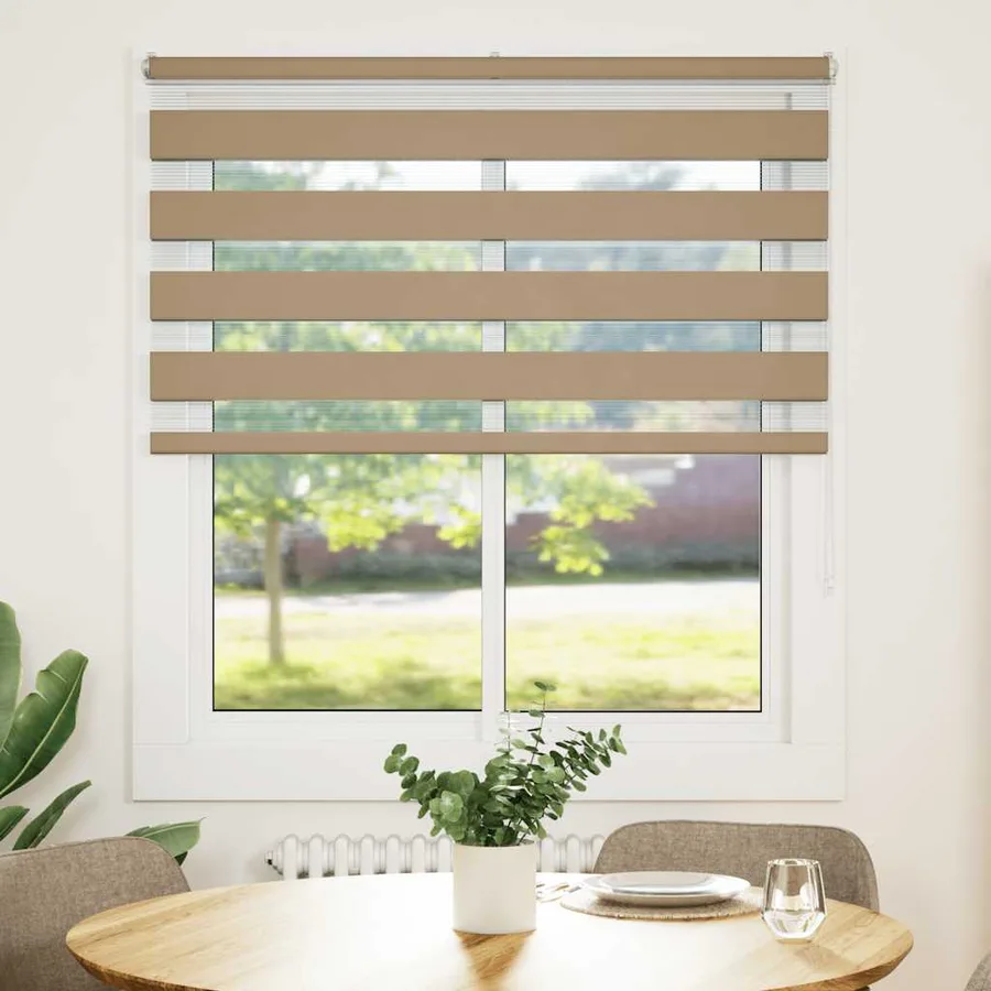 Store zèbre marron sable largeur du tissu 115,9 cm polyester - 2