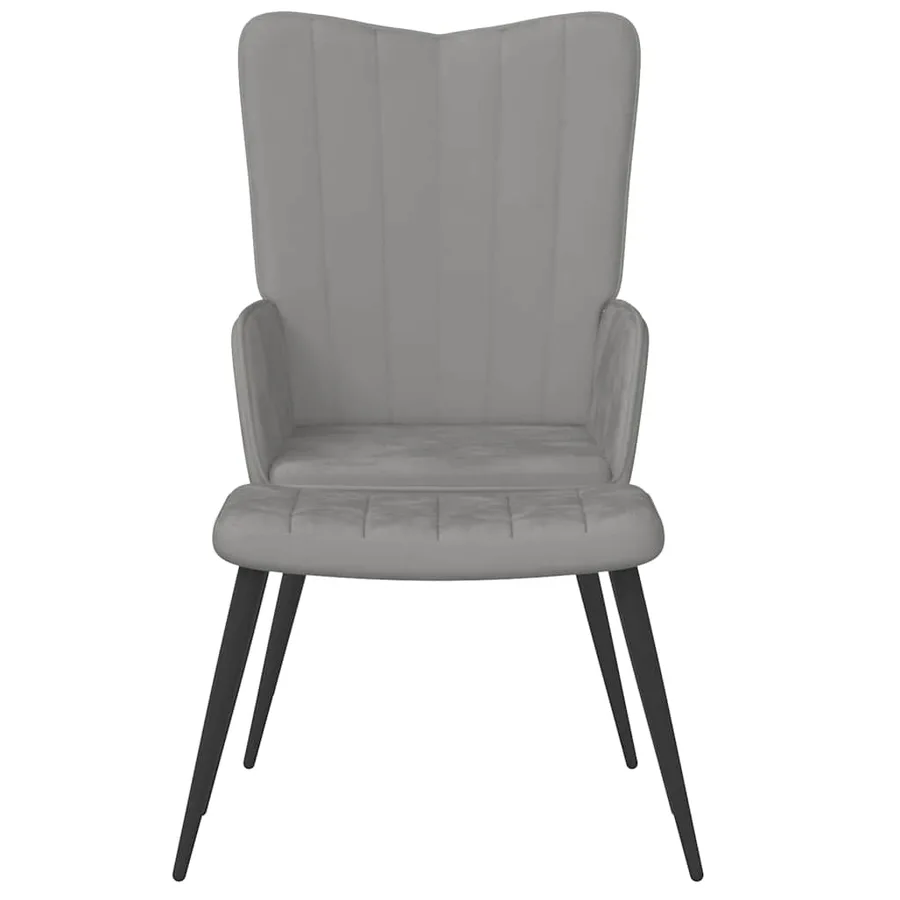 Chaise de relaxation avec repose-pied Gris clair Velours - 3