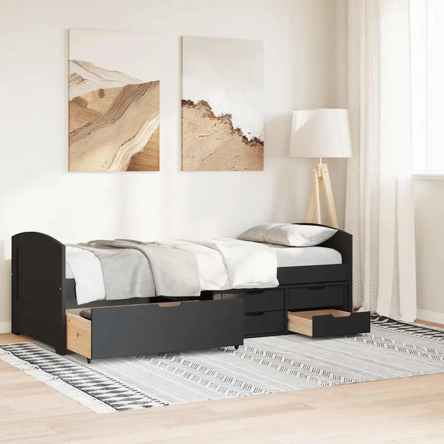 Lit de jour avec 5 tiroirs sans matelas IRUN noir 90x200 cm - 3