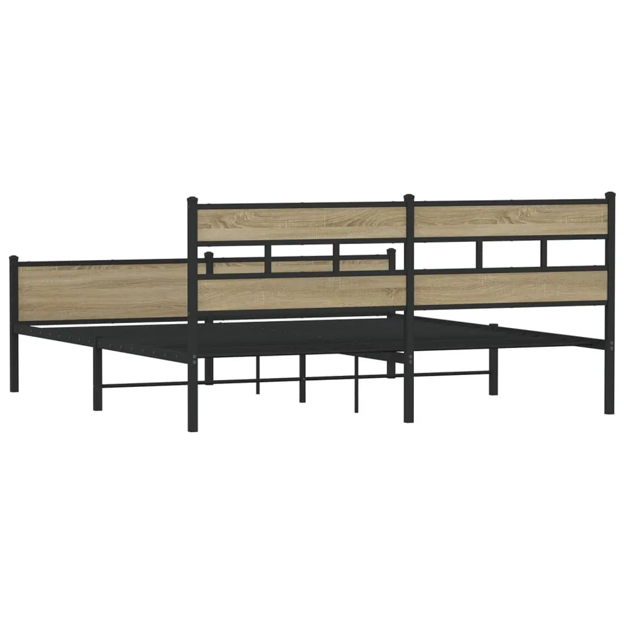 Cadre de lit en métal sans matelas chêne sonoma 193x203 cm - 6
