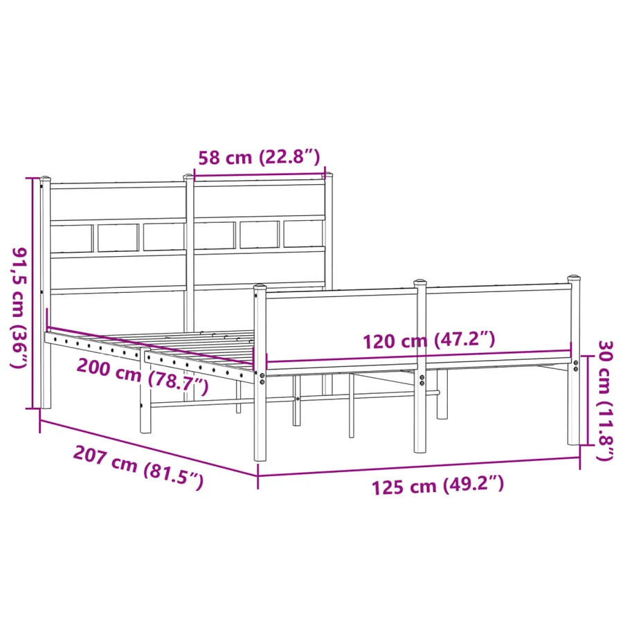 Cadre de lit sans matelas chêne sonoma 120x200 cm - 9