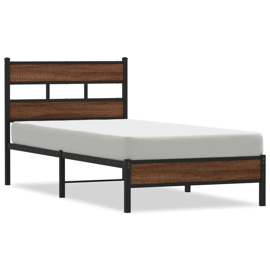 Cadre de lit sans matelas chêne marron 107x203 cm - 2