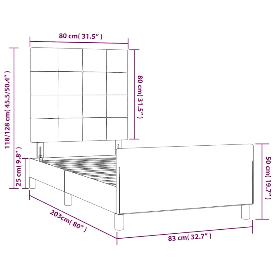 Cadre de lit sans matelas vert foncé 80x200 cm velours - 12