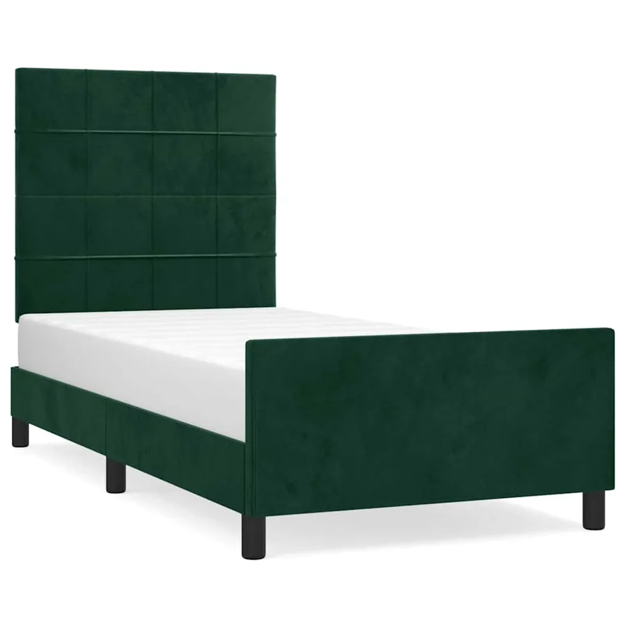 Cadre de lit sans matelas vert foncé 80x200 cm velours - 2
