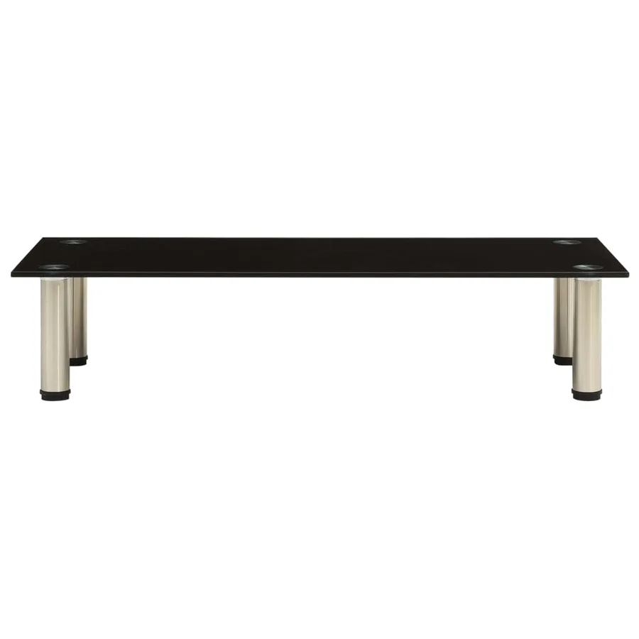 Meuble TV Noir 80x35x17 cm Verre trempé - 2