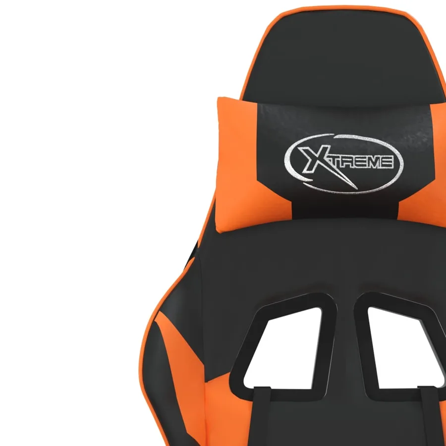 Chaise de jeu avec repose-pied Noir et orange Similicuir - 12