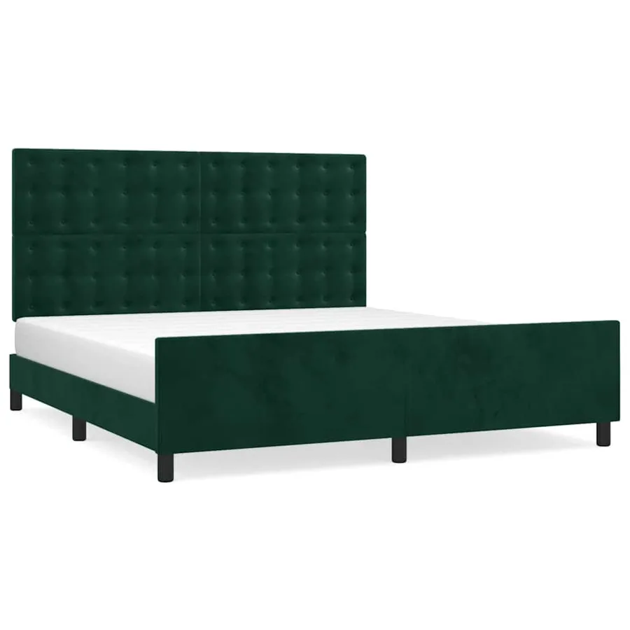 Cadre de lit sans matelas vert foncé velours - 2