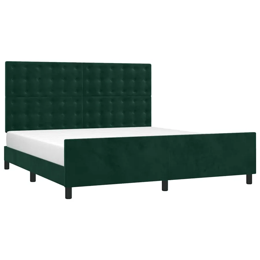 Cadre de lit sans matelas vert foncé velours - 3