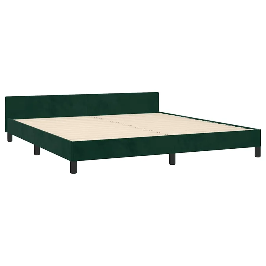 Cadre de lit sans matelas vert foncé velours - 5