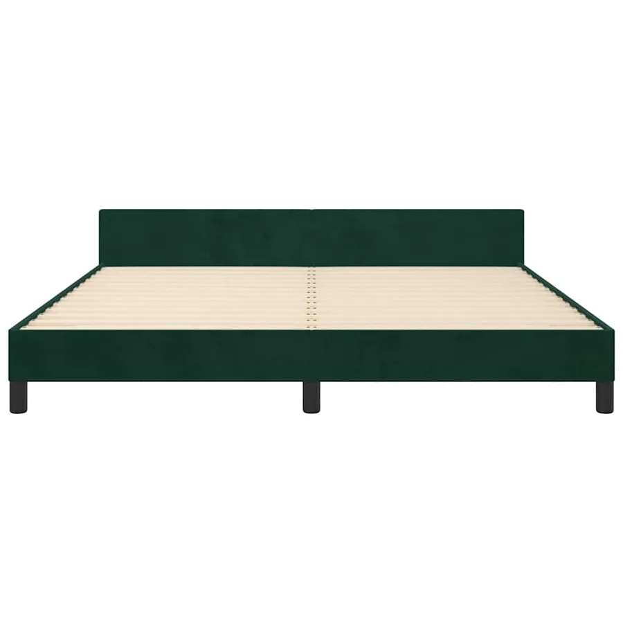 Cadre de lit sans matelas vert foncé velours - 6