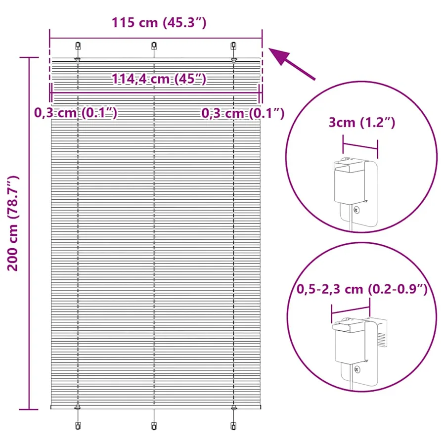 Store plissé rouge bordeaux 115x200 cm largeur du tissu 114,4cm - 14