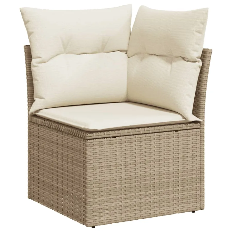 Salon de jardin avec coussins 8 pcs beige résine tressée - 4