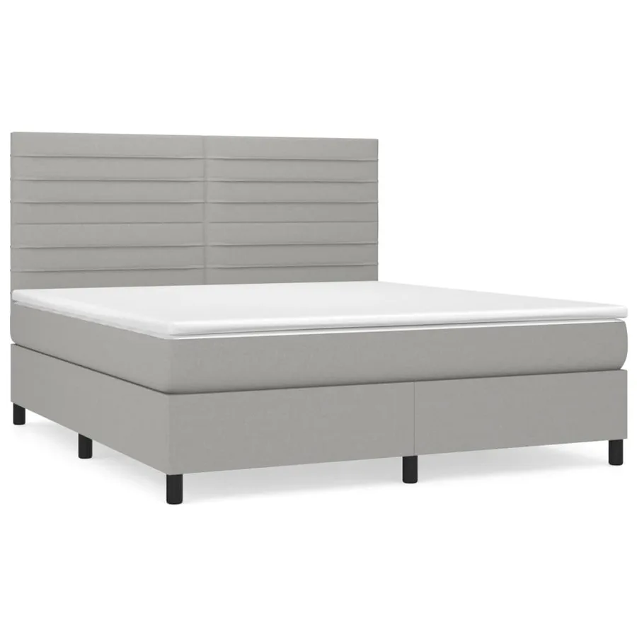Sommier à lattes de lit avec matelas Gris clair 180x200cm Tissu - 2