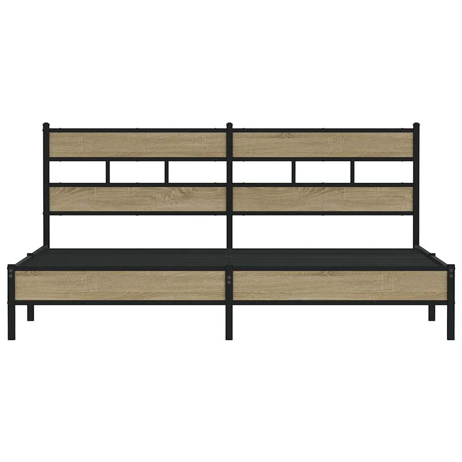 Cadre de lit en métal sans matelas chêne sonoma 193x203 cm - 4