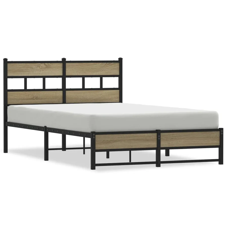 Cadre de lit en métal sans matelas chêne sonoma 120x190 cm - 2