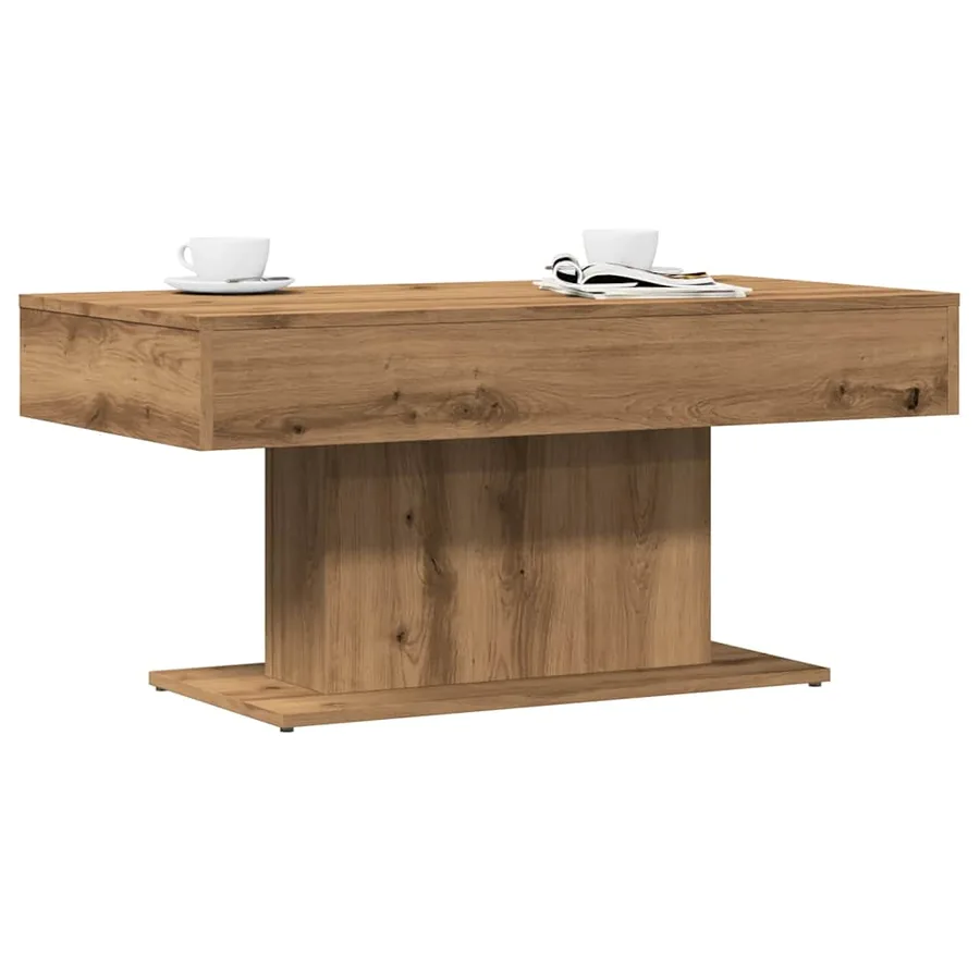 Table basse artisanale en chêne massif 96 x 50 x 45 cm