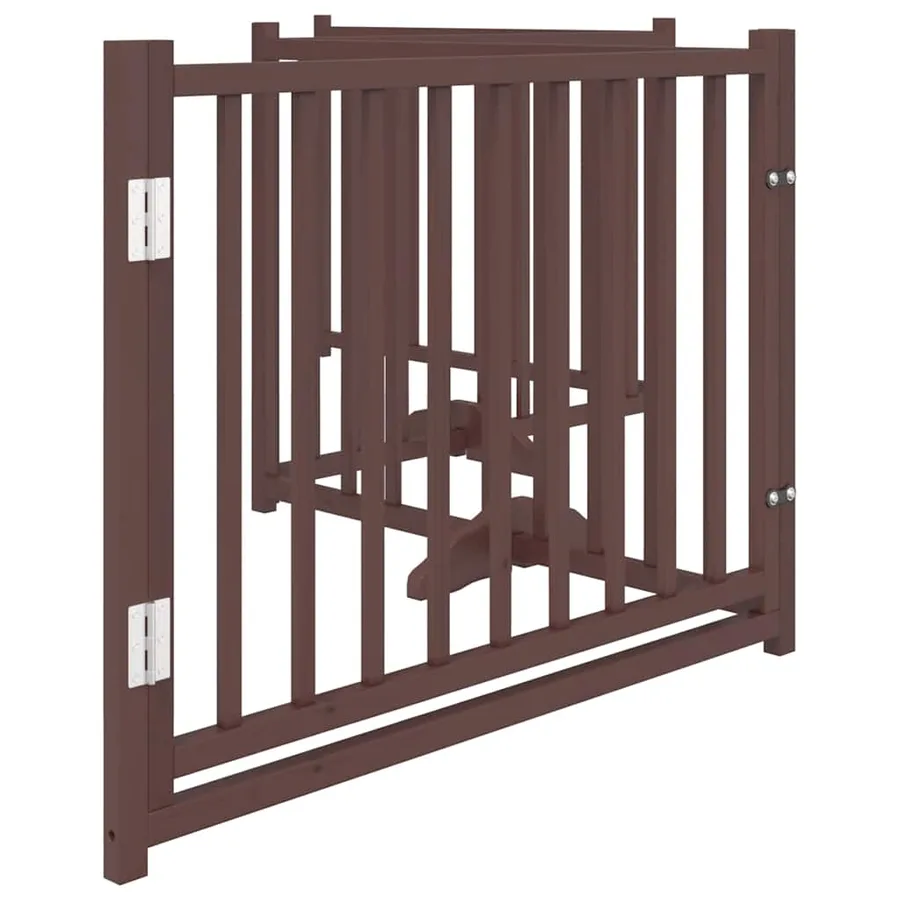 Barrière pour chiens avec porte 4 panneaux bois de sapin massif - 5