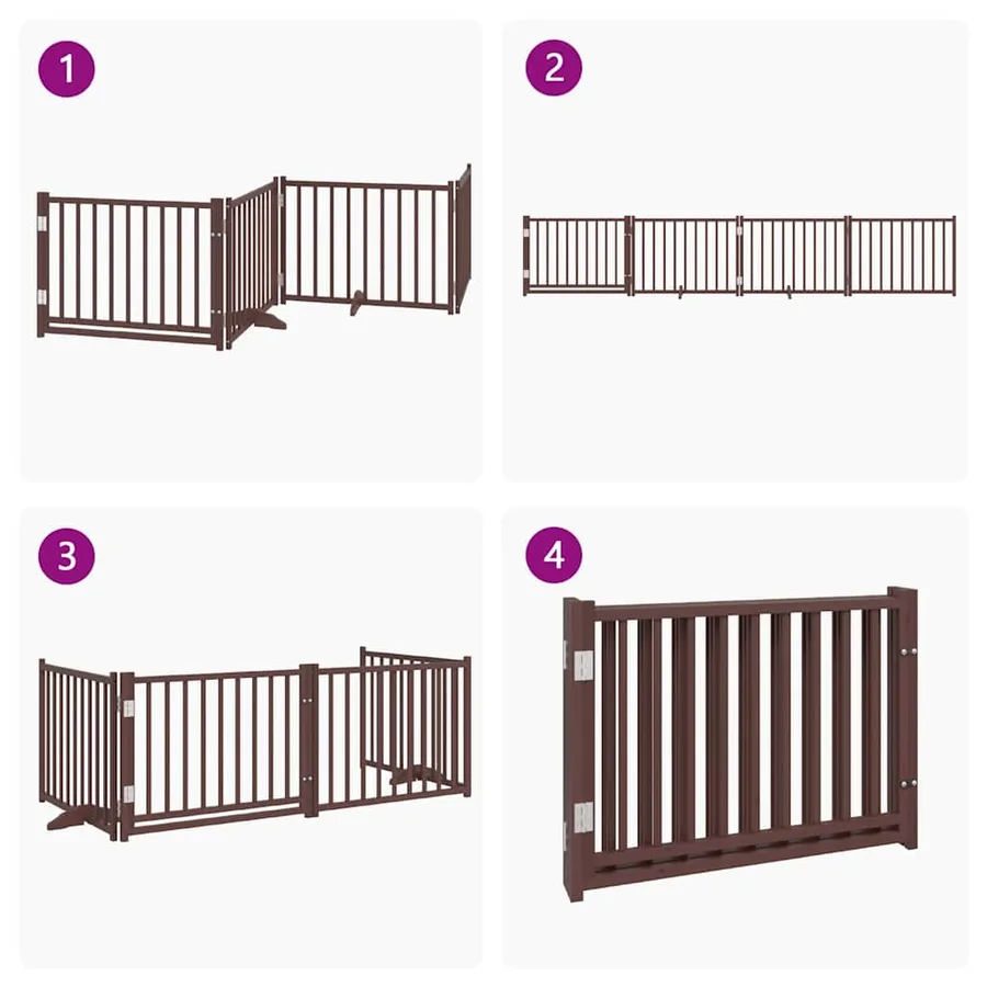Barrière pour chiens avec porte 4 panneaux bois de sapin massif - 7