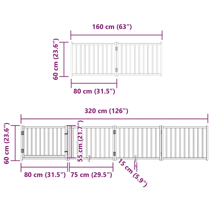 Barrière pour chien porte pliable 10 panneaux bois de peuplier - 12