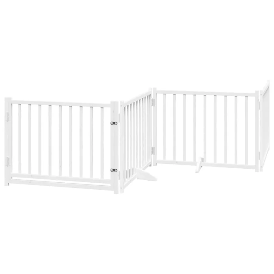 Barrière pour chien porte pliable 10 panneaux bois de peuplier - 4