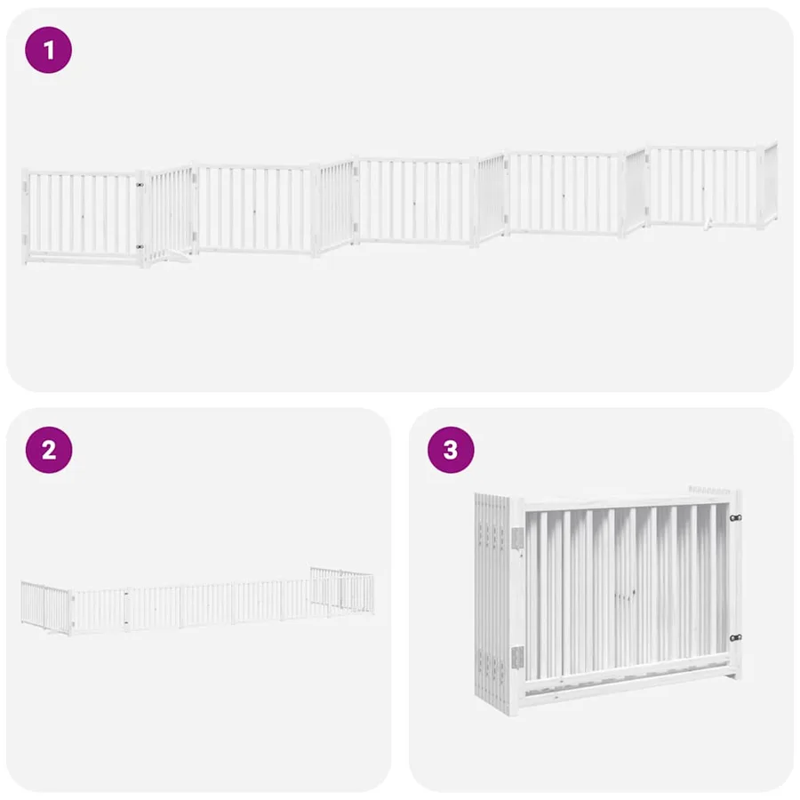 Barrière pour chien porte pliable 10 panneaux bois de peuplier - 6