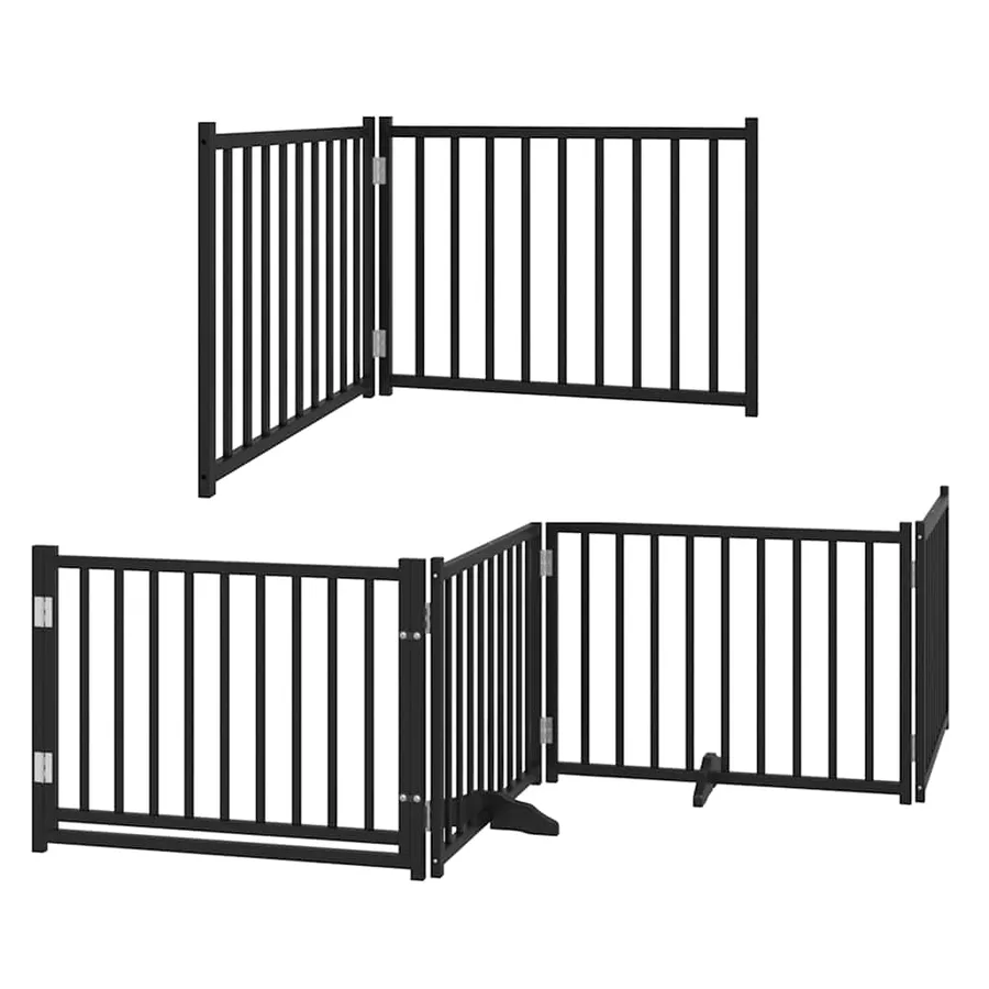 Barrière pour chien porte pliable 8 panneaux noir bois peuplier - 3
