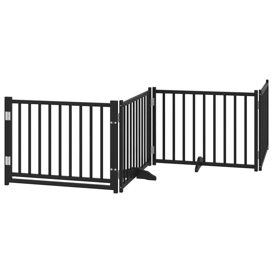 Barrière pour chien porte pliable 8 panneaux noir bois peuplier - 4