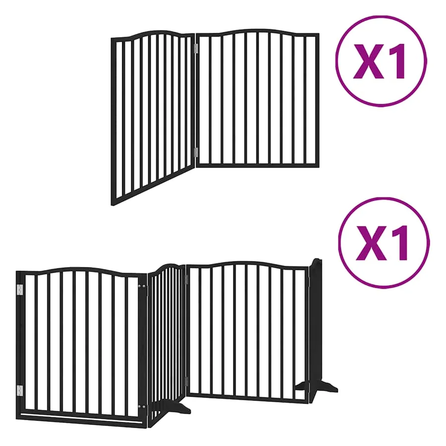 Barrière pour chien porte pliable 6 panneaux noir bois peuplier - 2