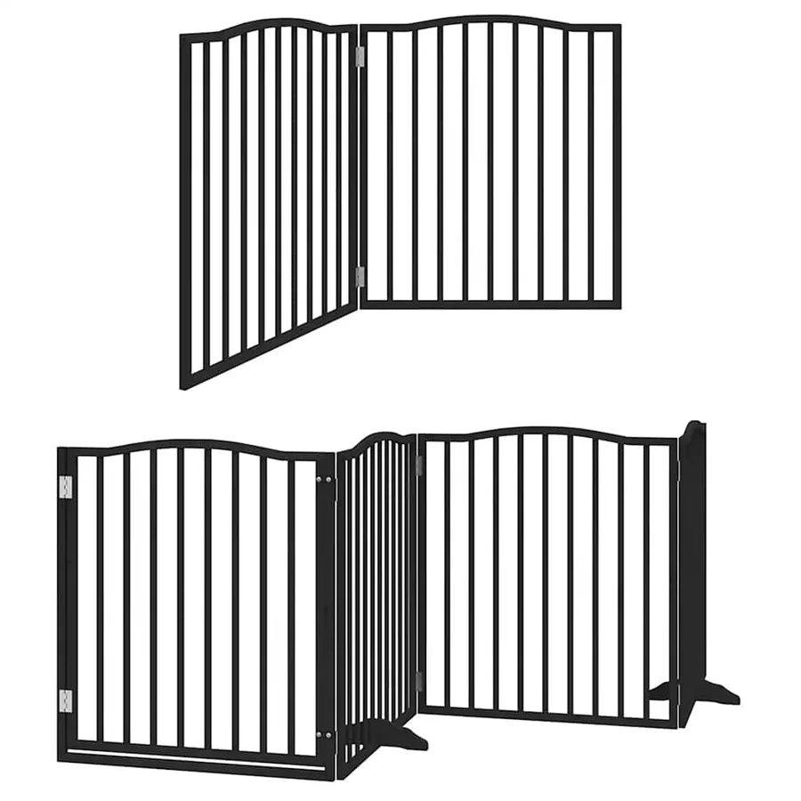 Barrière pour chien porte pliable 6 panneaux noir bois peuplier - 3