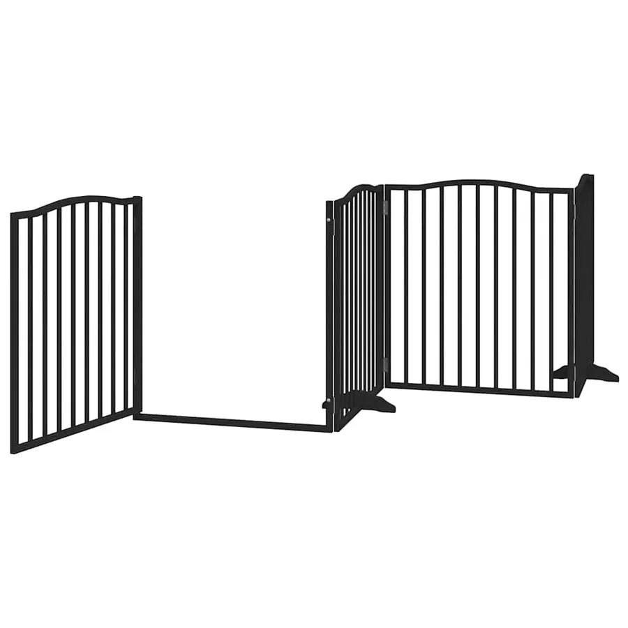 Barrière pour chien porte pliable 6 panneaux noir bois peuplier - 5