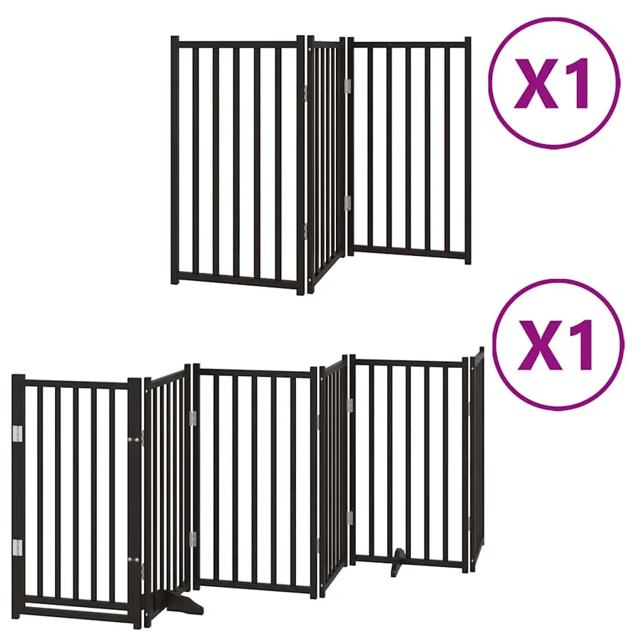 Barrière pour chien porte pliable 9 panneaux noir bois peuplier - 2