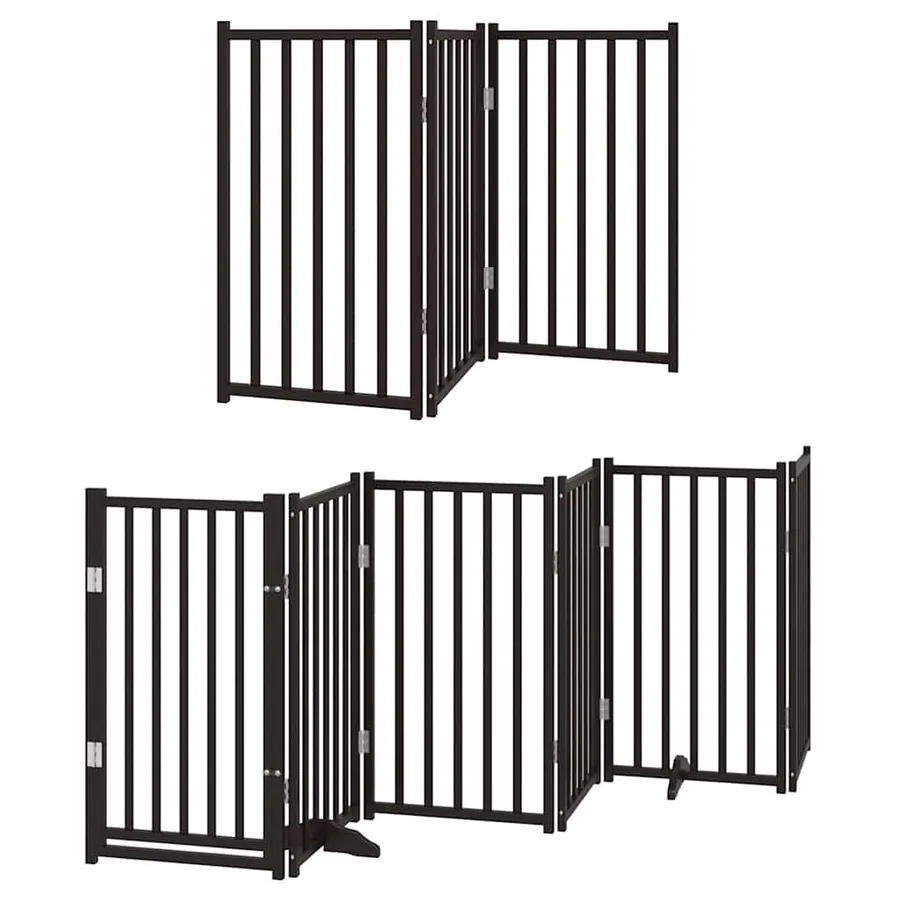 Barrière pour chien porte pliable 9 panneaux noir bois peuplier - 3