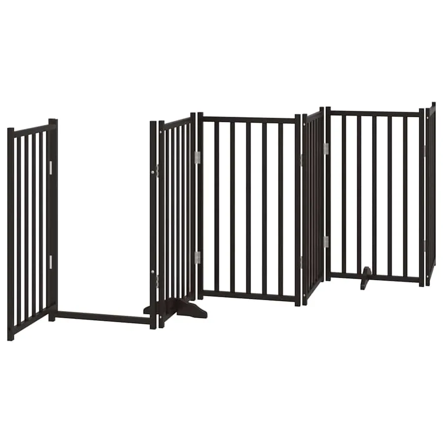 Barrière pour chien porte pliable 9 panneaux noir bois peuplier - 5