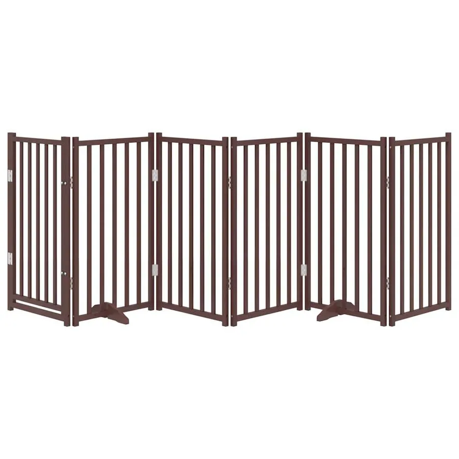 Barrière pour chiens avec porte 6 panneaux bois de sapin massif - 3
