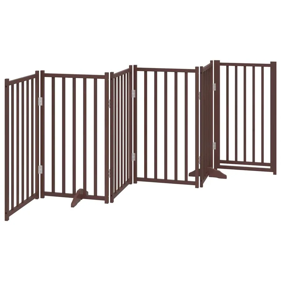 Barrière pour chiens avec porte 6 panneaux bois de sapin massif - 6