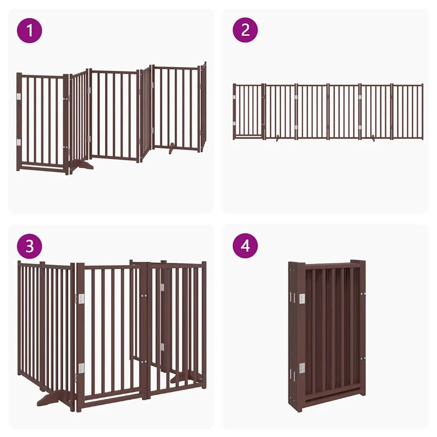 Barrière pour chiens avec porte 6 panneaux bois de sapin massif - 7
