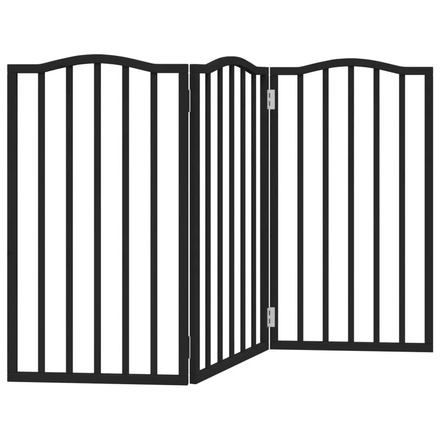 Barrière pour chien pliable 3 panneaux noir bois de peuplier - 2