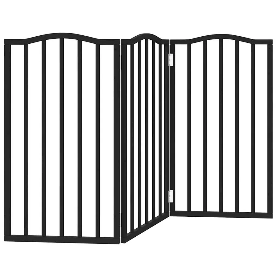 Barrière pour chien pliable 3 panneaux noir bois de peuplier - 6