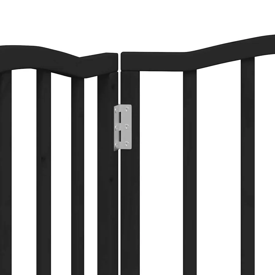 Barrière pour chien pliable 3 panneaux noir bois de peuplier - 8