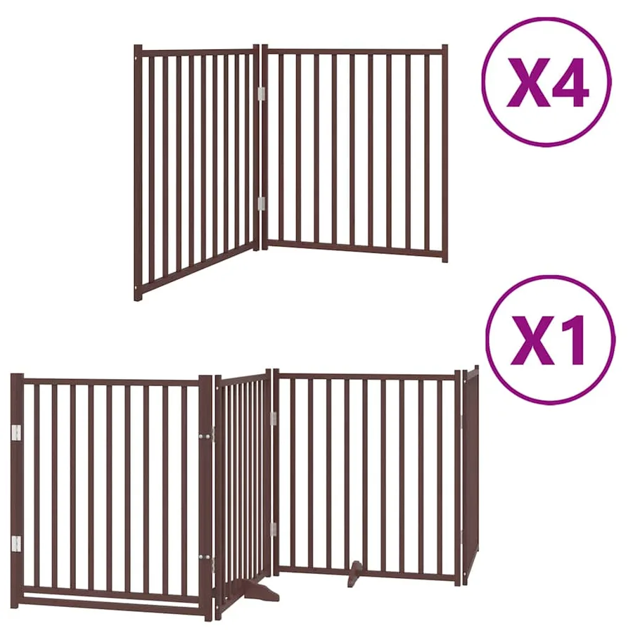 Barrière pour chien porte pliable 12 panneaux bois de peuplier - 2