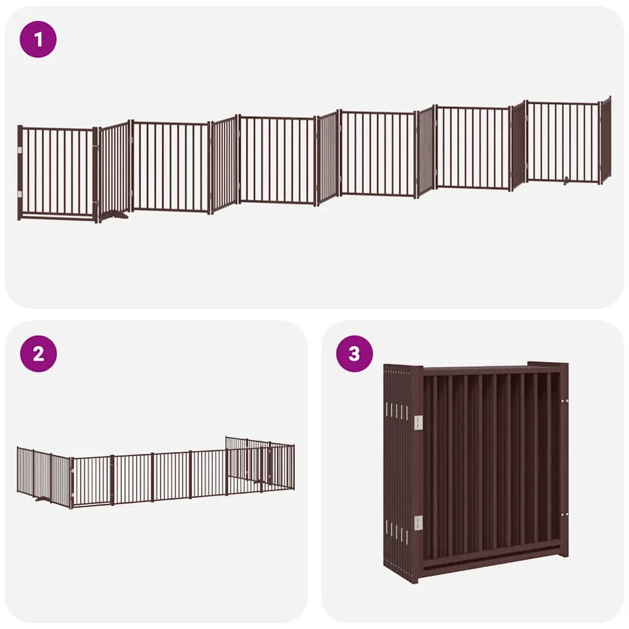 Barrière pour chien porte pliable 12 panneaux bois de peuplier - 6
