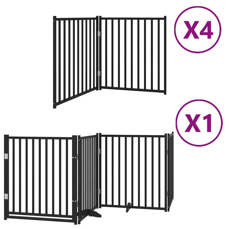 Barrière pour chien porte pliable 12panneaux noir bois peuplier - 2
