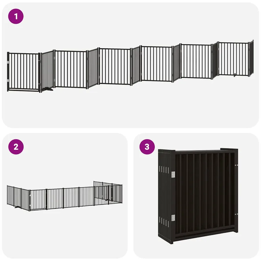 Barrière pour chien porte pliable 12panneaux noir bois peuplier - 6