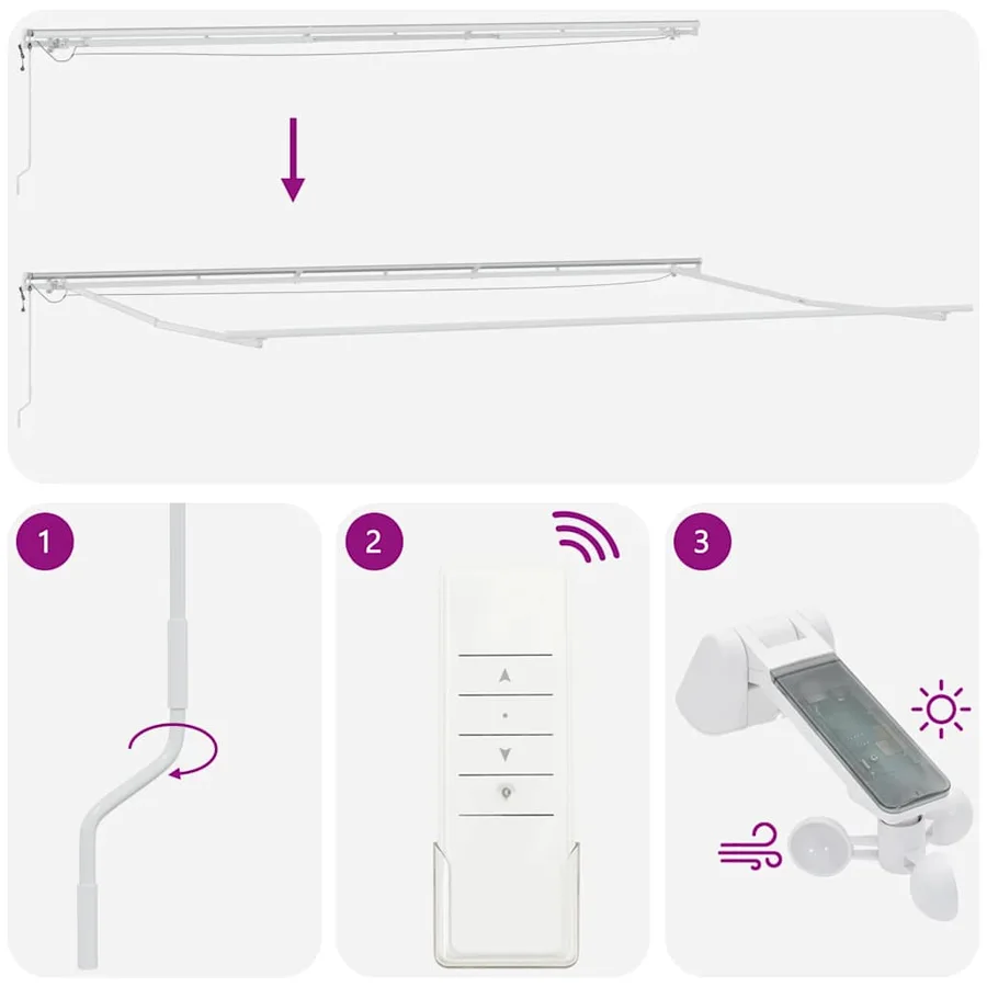 Auvent rétractable automatique avec LED anthracite et blanc - 16
