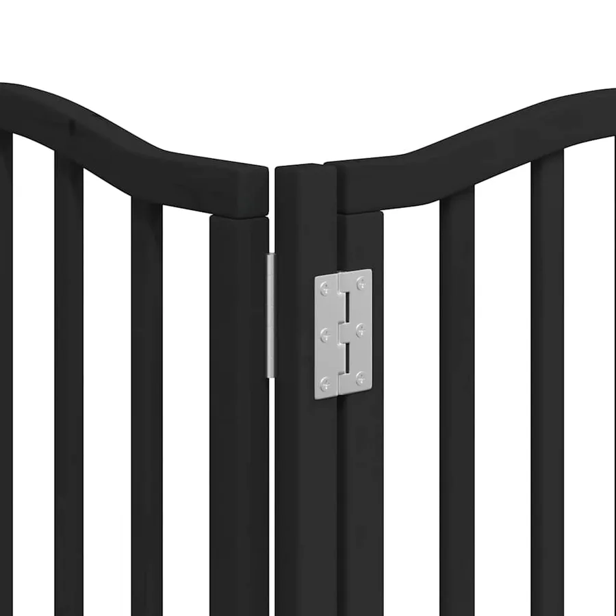 Barrière pour chien porte pliable 12panneaux noir bois peuplier - 10