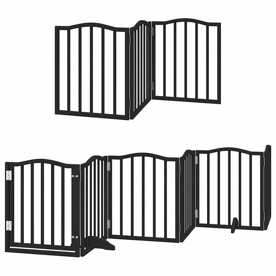 Barrière pour chien porte pliable 12panneaux noir bois peuplier - 3