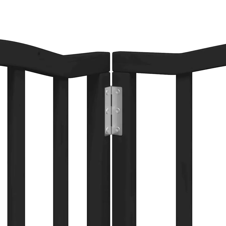 Barrière pour chien porte pliable 12panneaux noir bois peuplier - 9